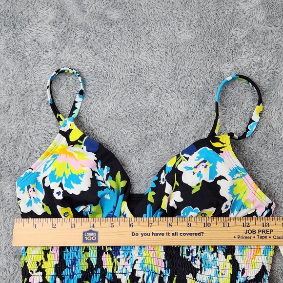 Beach Betty Bikini Top Womens Small Multicolored Floral Smocked Padded Cups - Picture 11 of 12